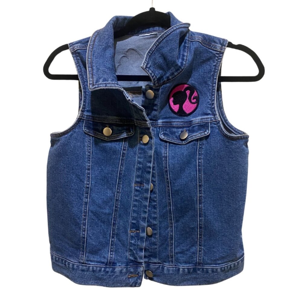 Barbie | Denim Vest Embroidered | Women's Size S | Girls Size 12